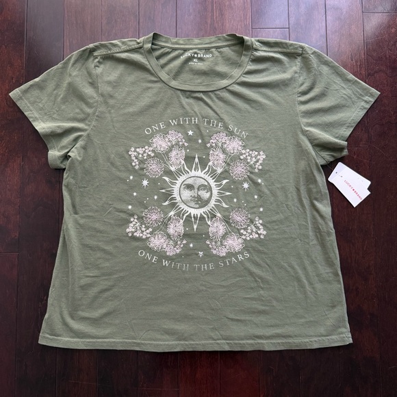 Lucky Brand Tops - Lucky Brand Women’s NWT Cotton Graphic T-Shirt Size XL Sun Embroidered Floral